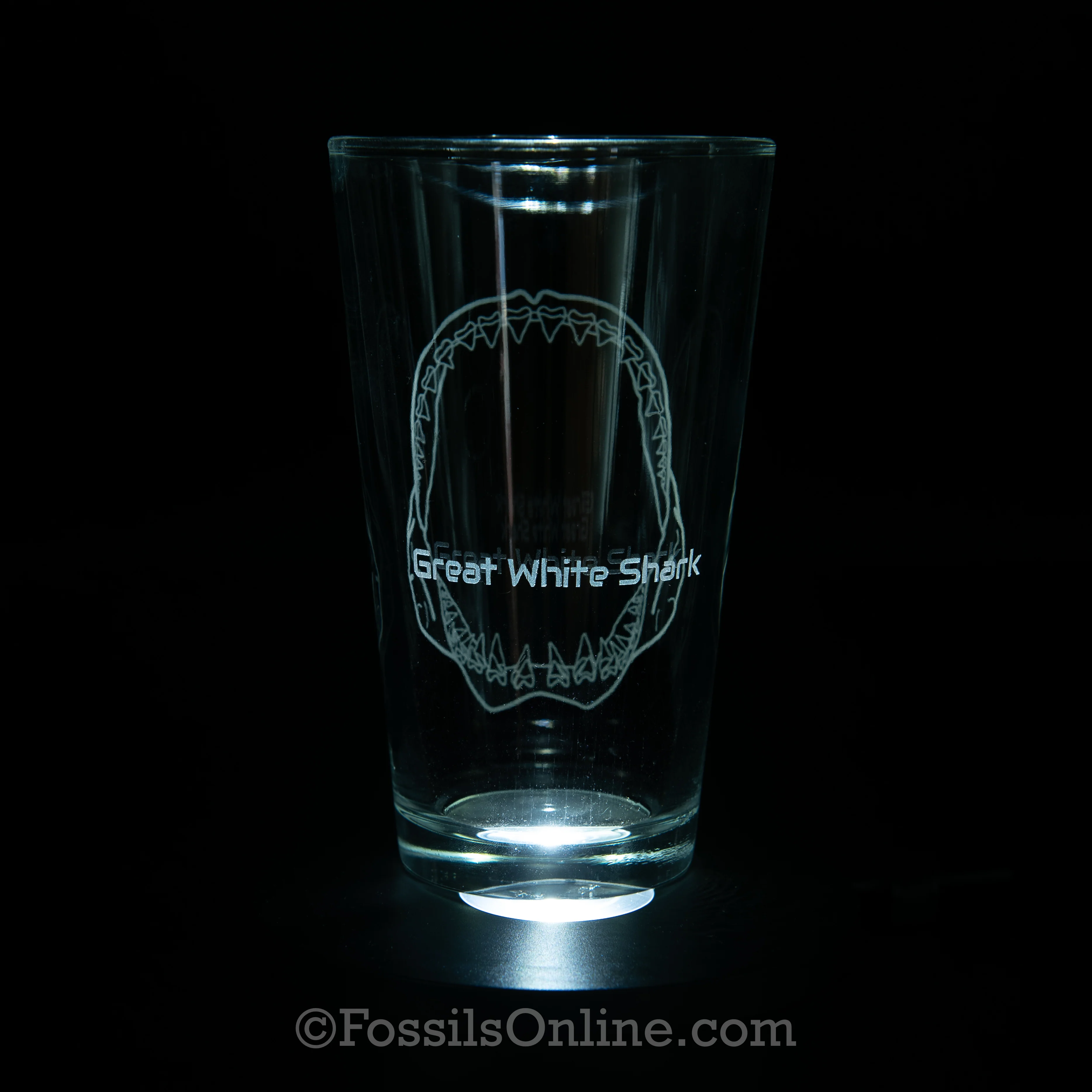 Great White Shark Jaw Laser-Etched Pint Glass 16oz - Image 2
